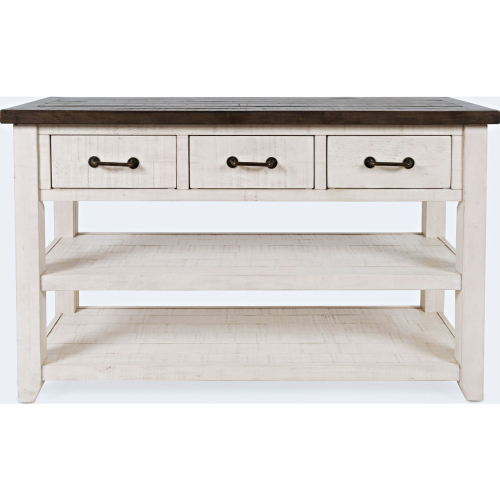 Madison County Harris 3 Drawer Console Table in Vintage White & Barnwood