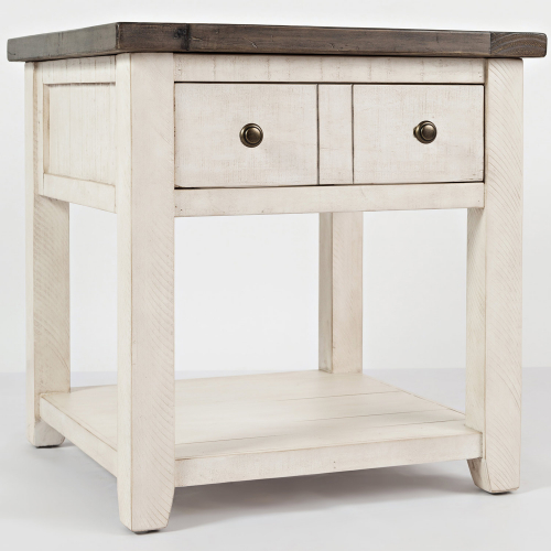 Madison County End Table in Vintage White & Barnwood