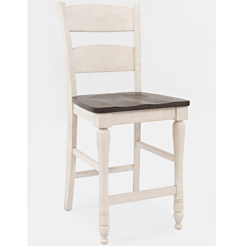 Madison County Ladderback Counter Stool in Vintage White & Barnwood (Set of 2)