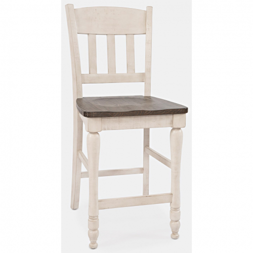 Madison County Slatback Counter Stool in Vintage White & Barnwood (Set of 2)