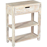 Reynolds 1 Drawer Side Table in Distressed White Wash Acacia