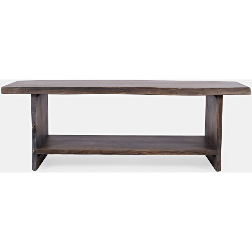 Cooper 52" Bench w/ Storage Shelf in Slate Grey Finish Live Edge Acacia