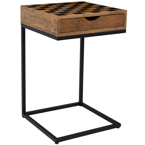 Global Archive Checkerboard C Side Table in Mango Wood & Metal