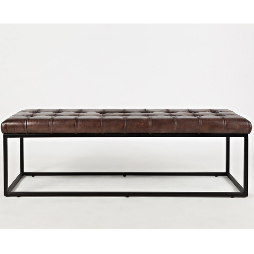 Global Archive Leather Ottoman in Dark Sienna