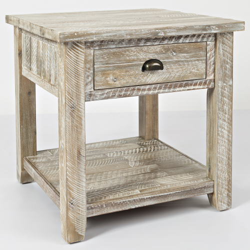 Artisan's Craft End Table in Washed Grey