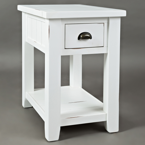 Artisan's Craft Chair Side End Table in Weathered White