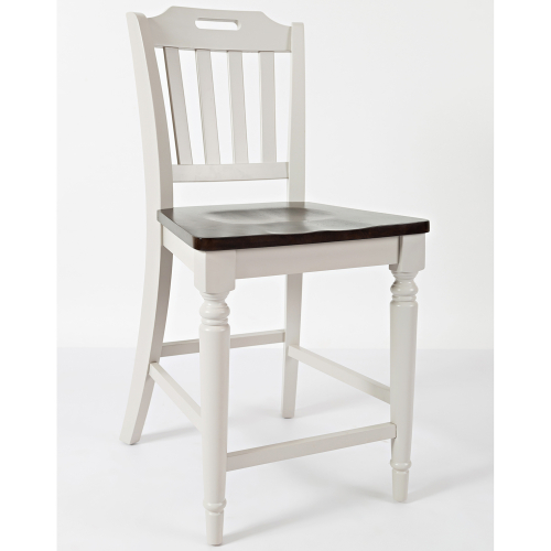 Orchard Park Counter Stool in Dark Wood & Light Grey (Set of 2)