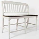 Orchard Park Slatback Counter Dining Bench in Dark Wood & Light Grey