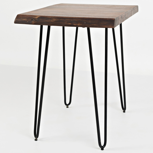 Nature's Edge Chair Side End Table in Live Edge Acacia on Iron Hairpin Legs