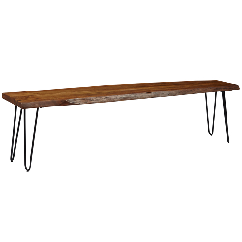 Nature's Edge 48" Dining Bench in Live Edge Chestnut on Iron Hairpin Legs