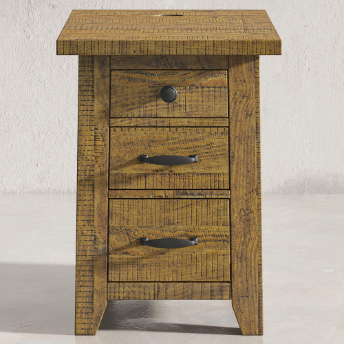 Telluride Chairside End Table with USB Charging in Distressed Pine