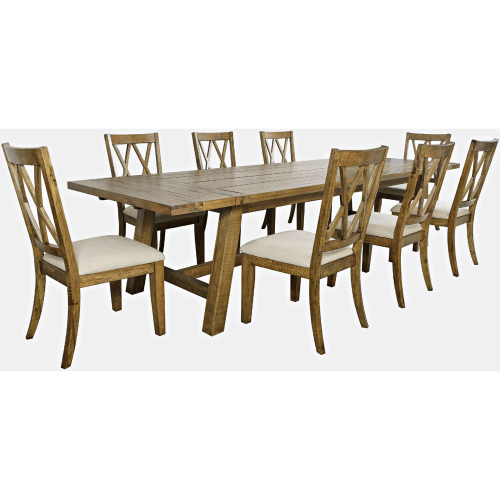 Telluride 9 Piece Extendable Dining Set in Golden Distressed Pine