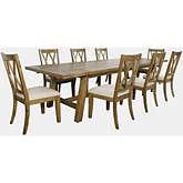 Telluride 9 Piece Extendable Dining Set in Golden Distressed Pine