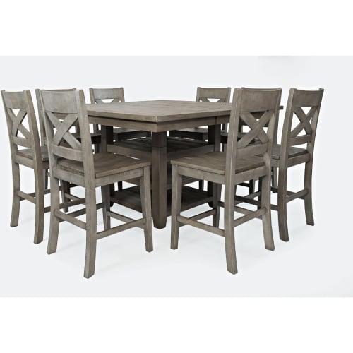 Outer Banks 9 Piece Counter Dining Set in Driftwood Gray Reclaimed Pine