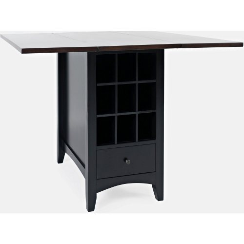 Asbury Park 48" Drop Leaf Storage Counter Dining Table in Black & Brown