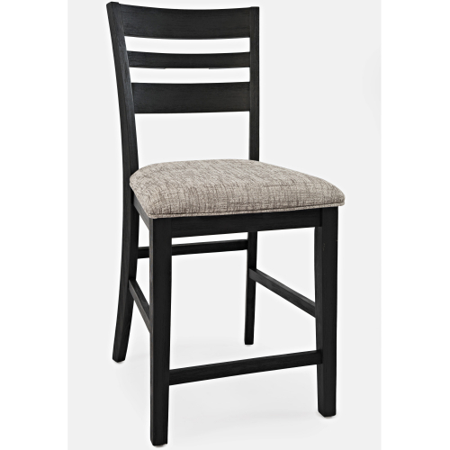 Altamonte Ladderback Counter Stool in Dark Charcoal & Fabric (Set of 2)