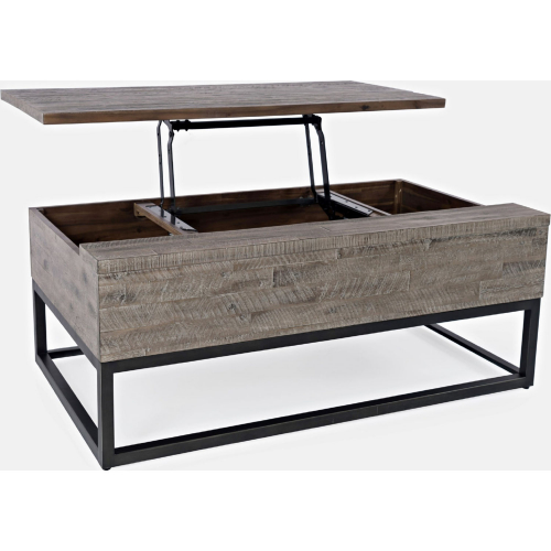 East Hampton Lift Top Coffee Table in Distressed Grey Wood