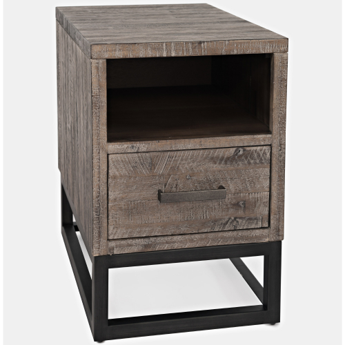 East Hampton Power End Table in Distressed Wood & Metal