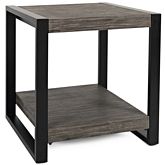 Pinnacle End Table in Wire Brushed Platinum Finish Wood & Steel