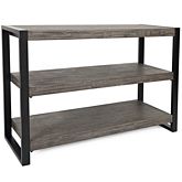 Pinnacle Sofa Table in Wire Brushed Platinum Finish Wood & Steel