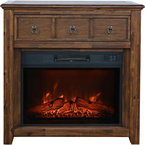 Bakersfield 32" Console TV Stand w/ Electric Fireplace in Wire Brushed Wood