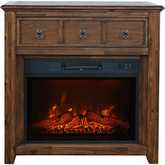 Bakersfield 32" Console TV Stand w/ Electric Fireplace in Wire Brushed Wood