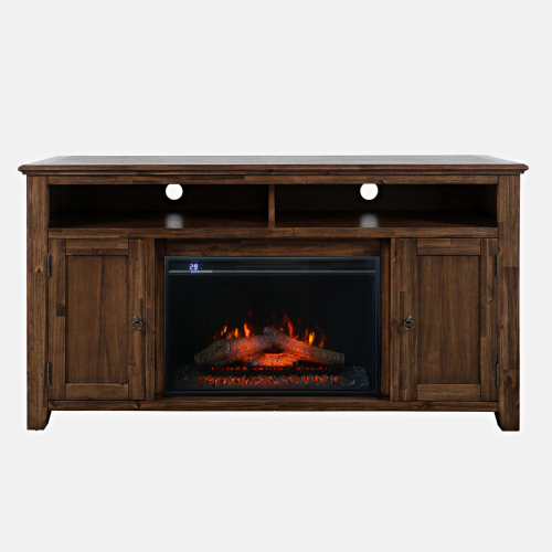 Bakersfield 60" Console TV Stand w/ Electric Fireplace in Wire Brushed Wood