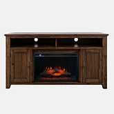 Bakersfield 60" Console TV Stand w/ Electric Fireplace in Wire Brushed Wood