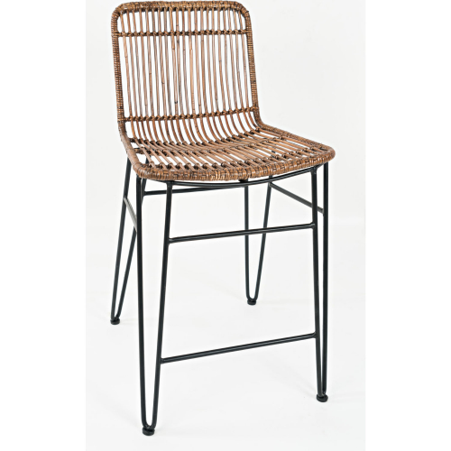 Weaver Counter Stool in Rattan & Hair Pin Legs (Set of 2)