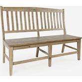 Carlyle Crossing Slatback Dining Bench in Distressed Pine