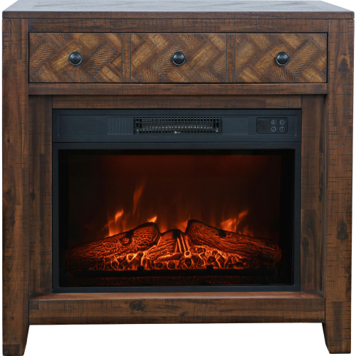 Fairview 32" Console TV Stand w/ Electric Fireplace in Chevron Distressed Wood