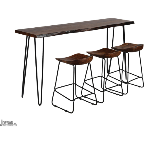 Nature's Edge 4 Piece Counter Dining Set in Slate Wood & Iron