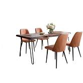 Nature's Edge 5 Piece Dining Set in Slate Finish Wood, Metal & Light Brown Fabric