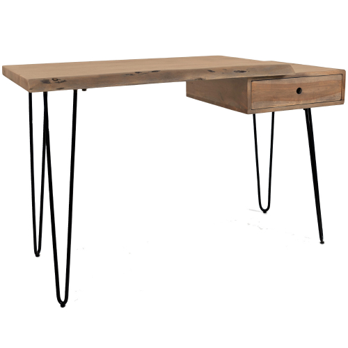 Nature's Edge Desk w/ Drawer in Natural Finish Wood & Iron