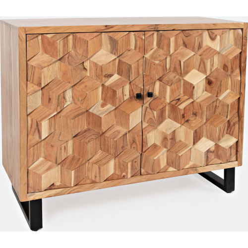 Geometrix Accent Cabinet in Hand Carved Wood