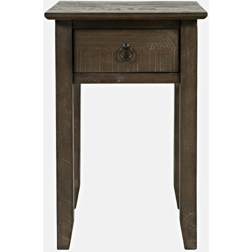 Devon Farmhouse End Table in Distressed Barnwood Brown Pine