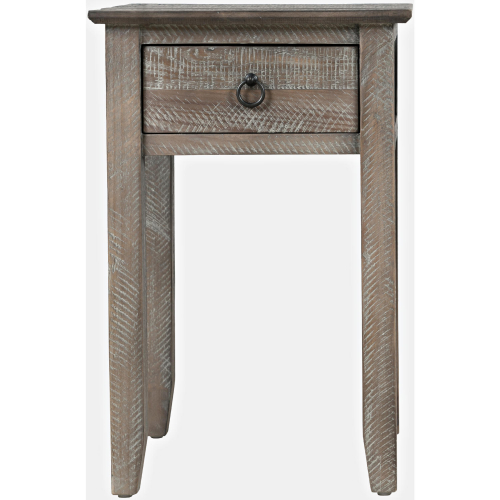 Devon Farmhouse End Table in Distressed Brown & Grey Wash Pine