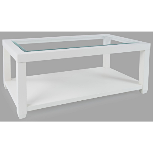 Urban Icon Coffee Table w/ Tempered Glass Inlay in White