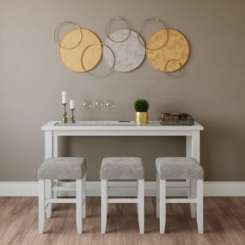 Urban Icon 4 Piece Counter USB Charging Dining Table Set in White