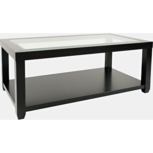 Urban Icon Coffee Table w/ Tempered Glass Inlay in Black