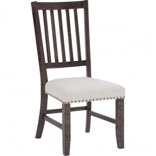 Willow Creek Slat Back Dining Chair in Distressed Pine & Fabric (Set of 2)