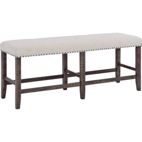 Willow Creek Counter Dining Bench in Distressed Pine & Fabric