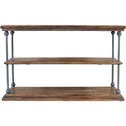 Larson 48" Sofa Table w/ Storage in Distressed Wood & Iron