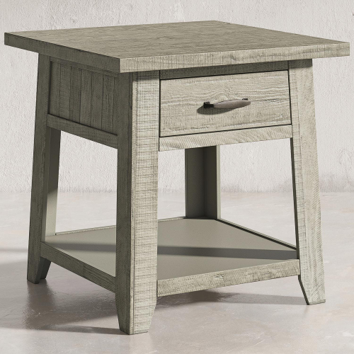 Telluride Storage End Table in Driftwood Grey