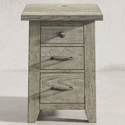 Telluride Chairside End Table w/ USB Charging in Driftwood Grey