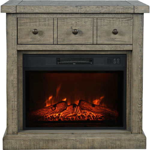 Telluride 32" Console TV Stand w/ Electric Fireplace in Driftwood Grey Wood