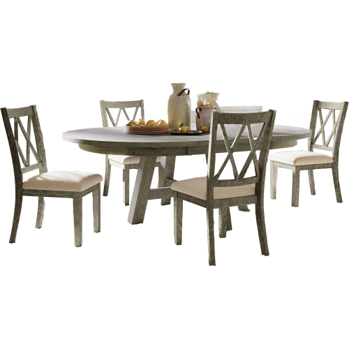 Telluride 5 PC Counter Dining Set in Grey Wood & Cream Fabric