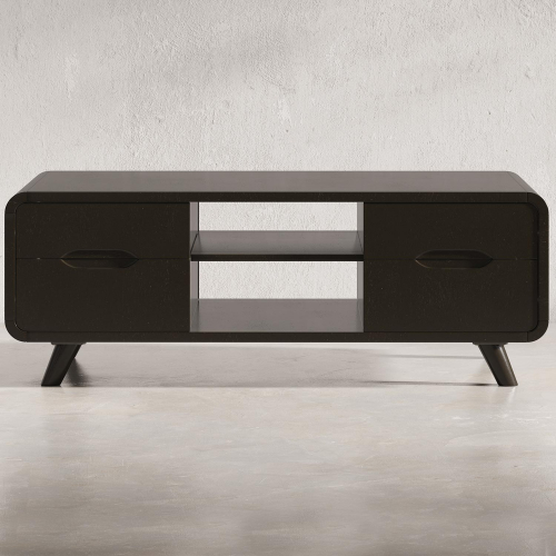 Marlowe Curved Coffee Table in Dark Brown Acacia Wood