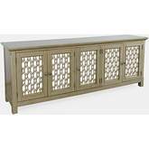 Isabella 86" Sideboard Cabinet in Champagne Finish Wood & Mirror