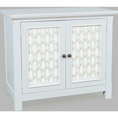 Isabella 38" Accent Cabinet in White Finish Wood & Mirror